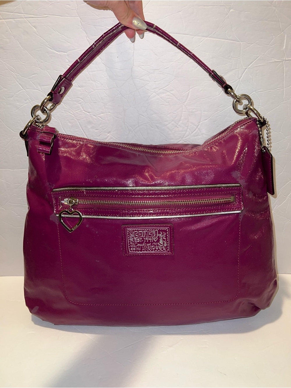 Vintage Y2K Rare Coach Poppy Daisy Liquid Gloss Hobo Bag Berry
